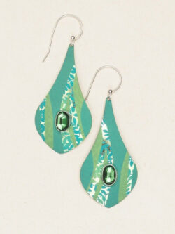 green large leaf patterned earrings by Holly Yashi