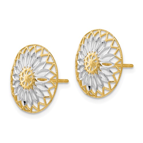 two tone daisy flower post earrings
