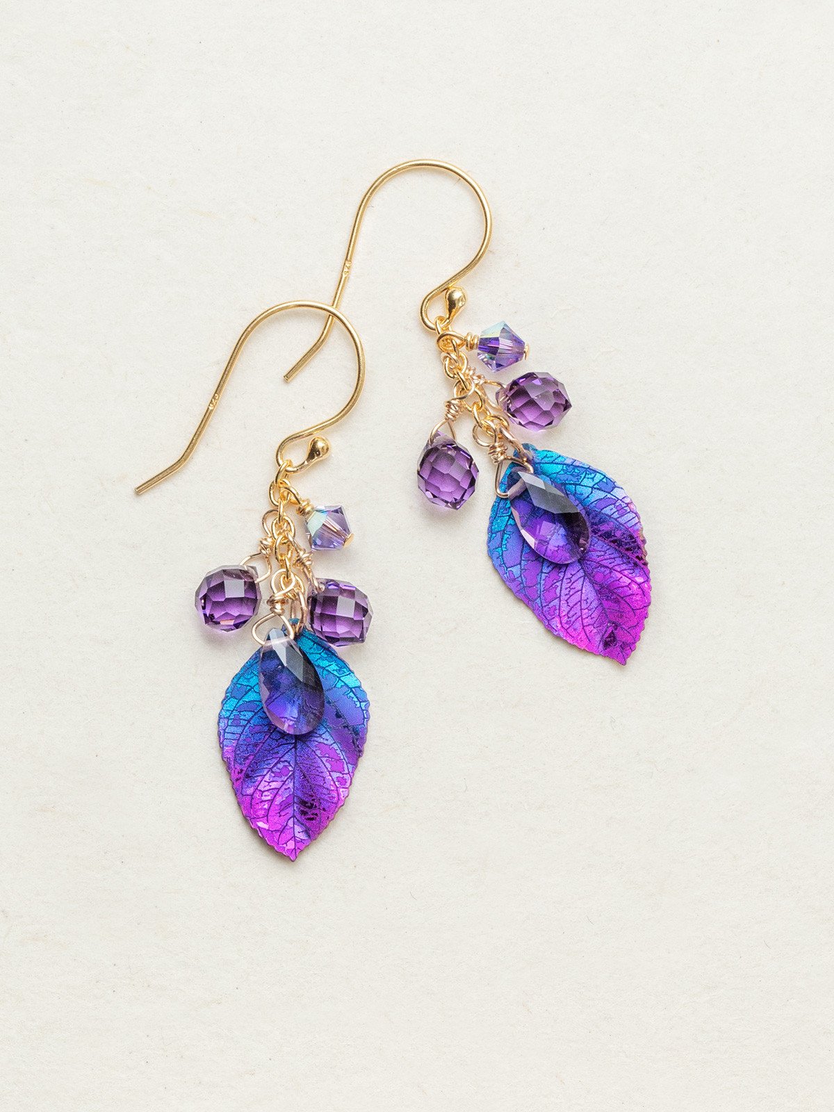 purple and blue petite cascading elm earrings from Holly Yashi