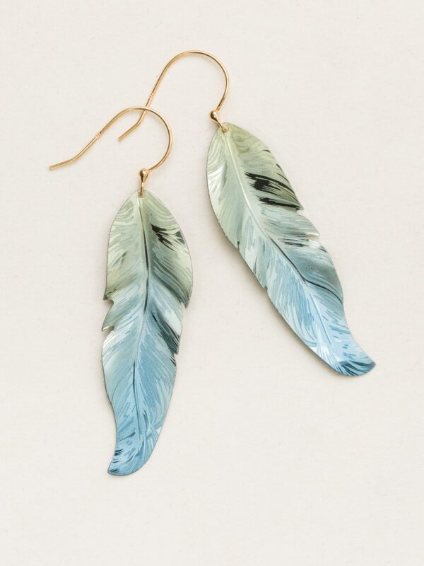 large feather earrings by Holly Yashi