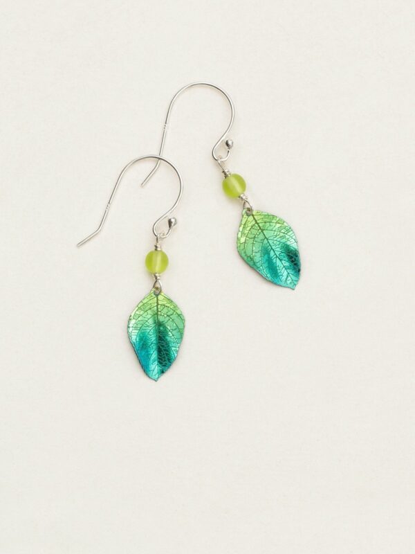 Holly Yashi simple leaf earrings in niobium and sterling silver