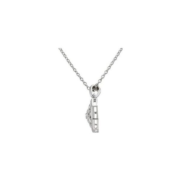 side view of diamond and sterling silver necklace