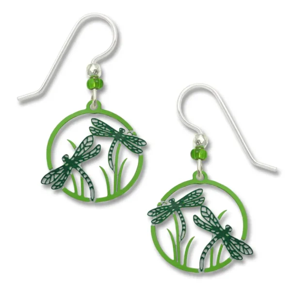 green dragonfly earrings