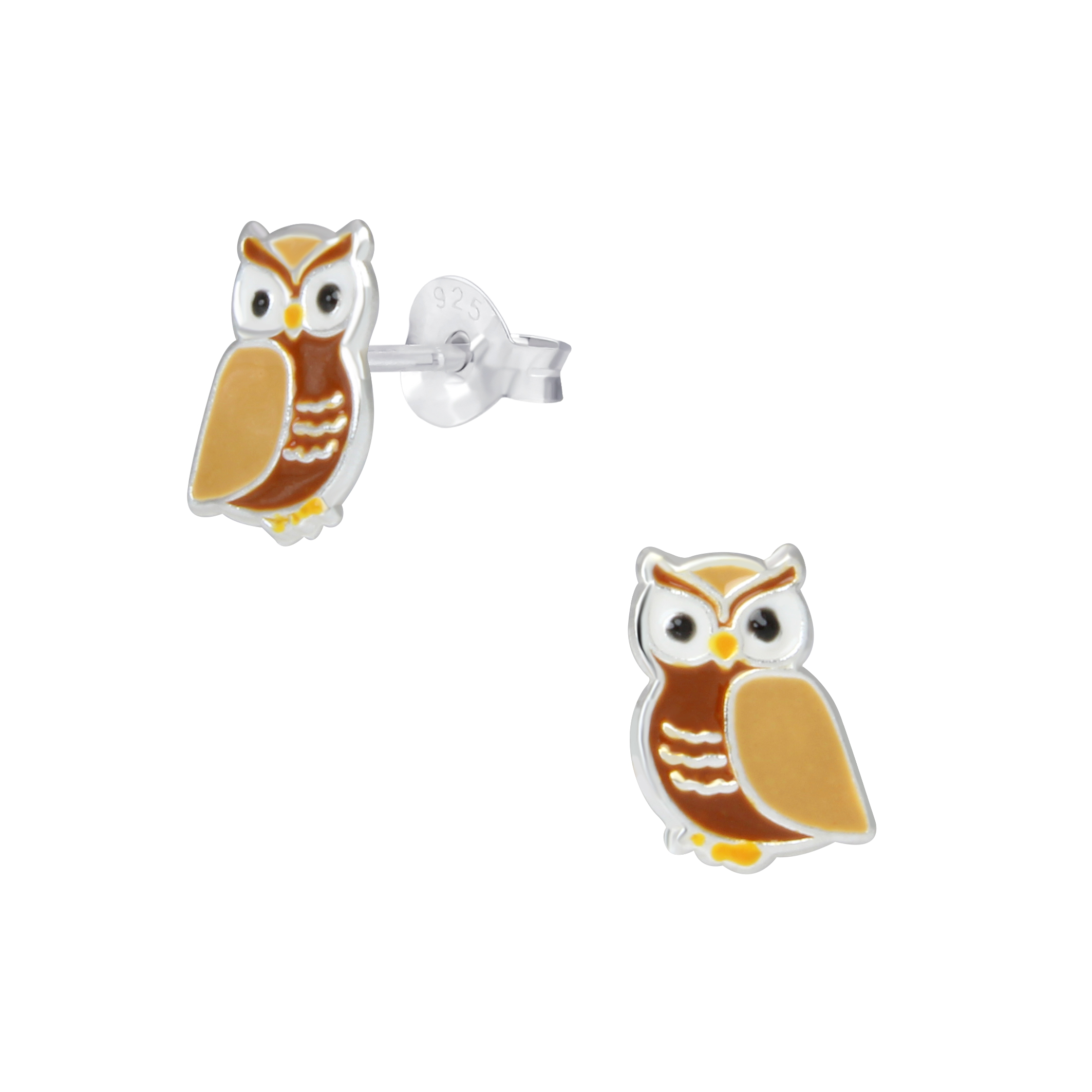 brown owl sterling silver post earrings