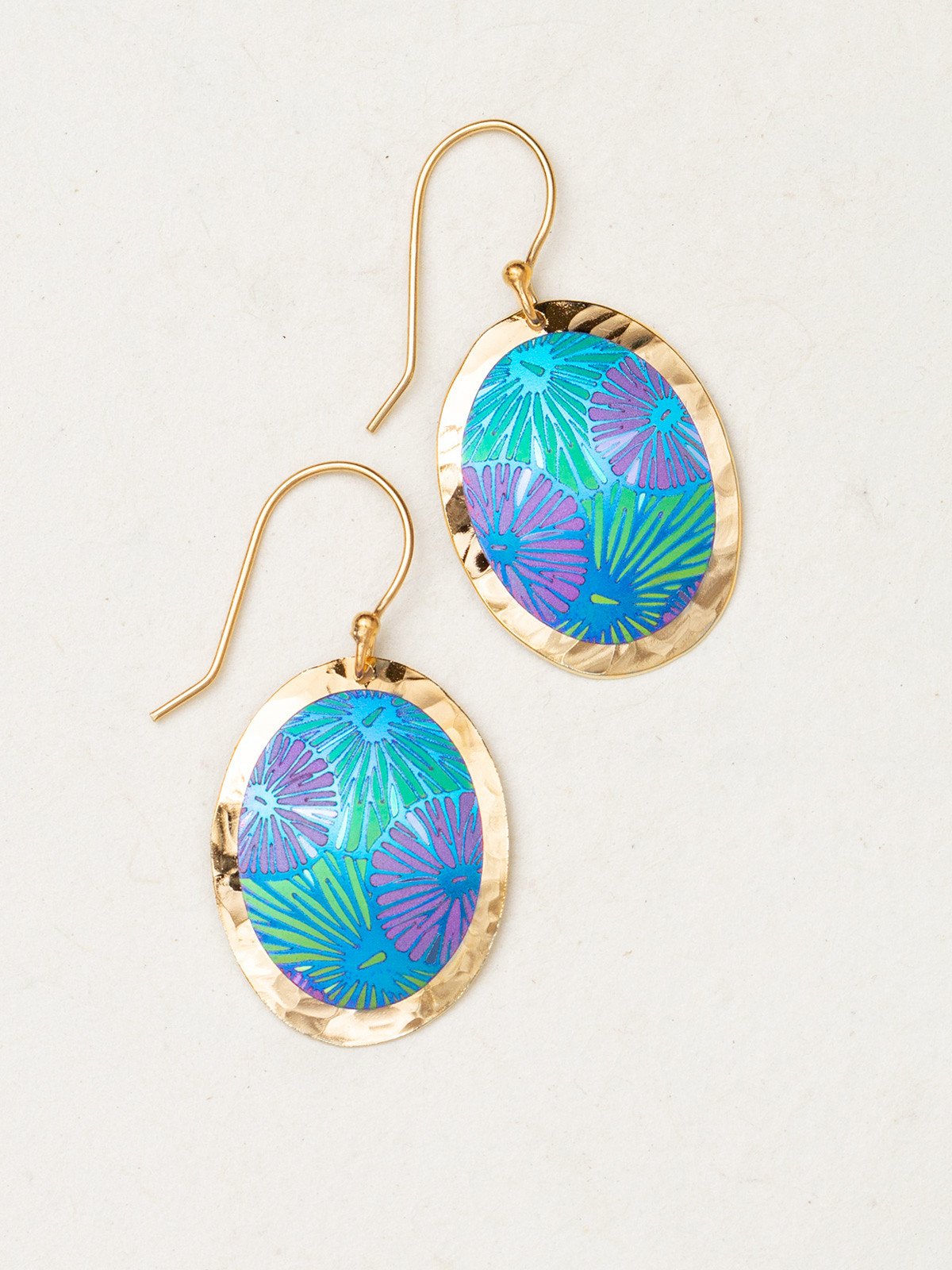 Blue and purple mod flower earrings by Holly Yashi