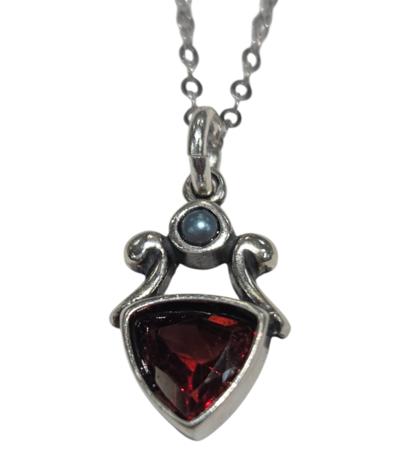 gray pearl and garnet necklace