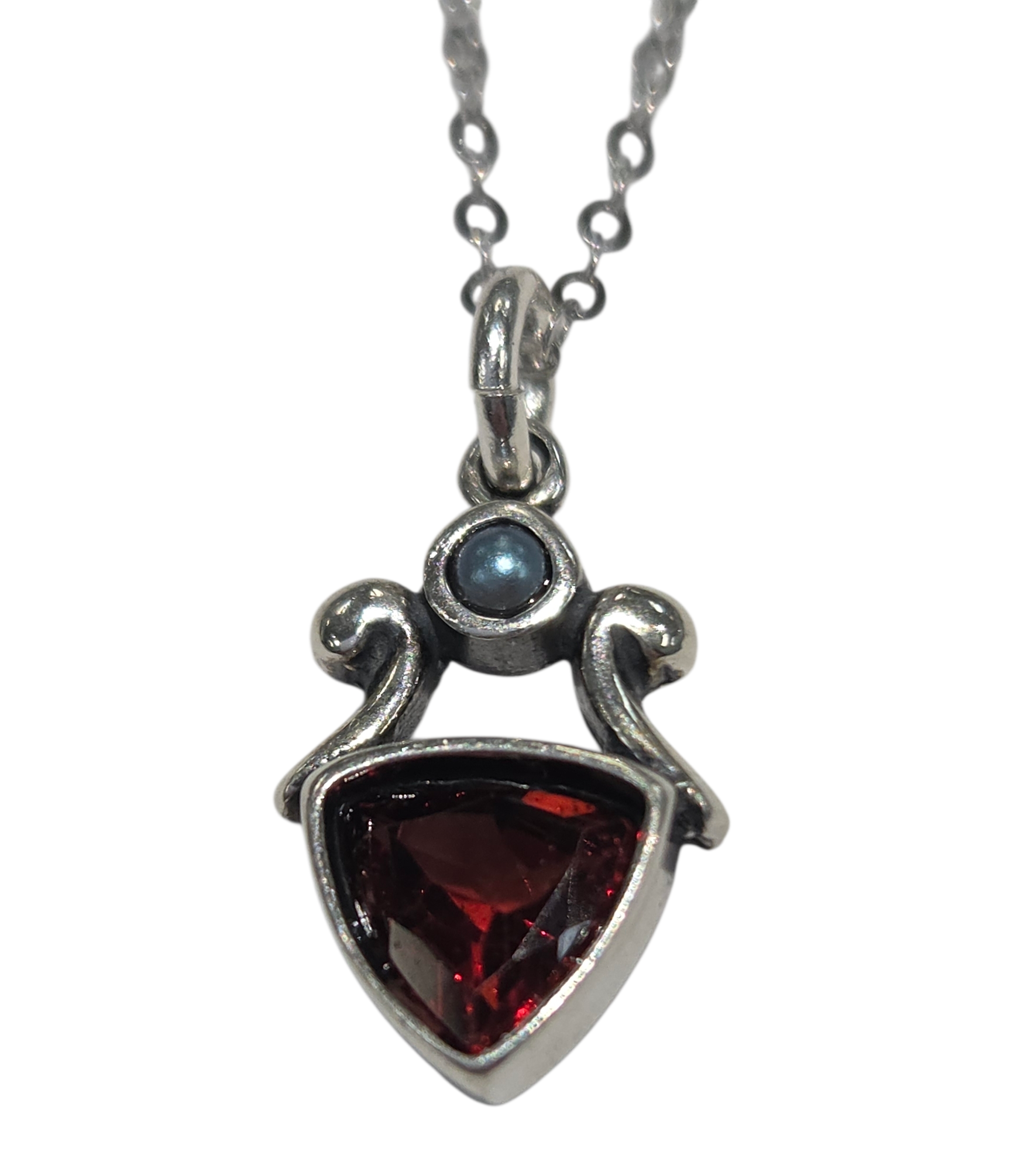 gray pearl and garnet necklace
