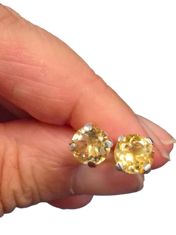 sterling silver and yellow citrine stud earrings