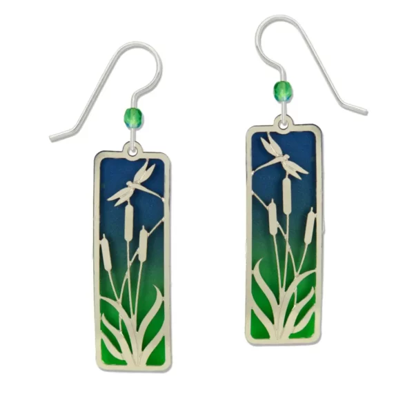 blue and green dragonfly earrings by Sienna Sky