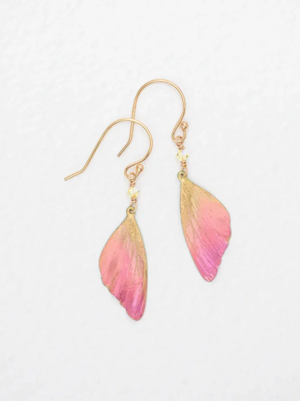 pink butterfly wing earrings