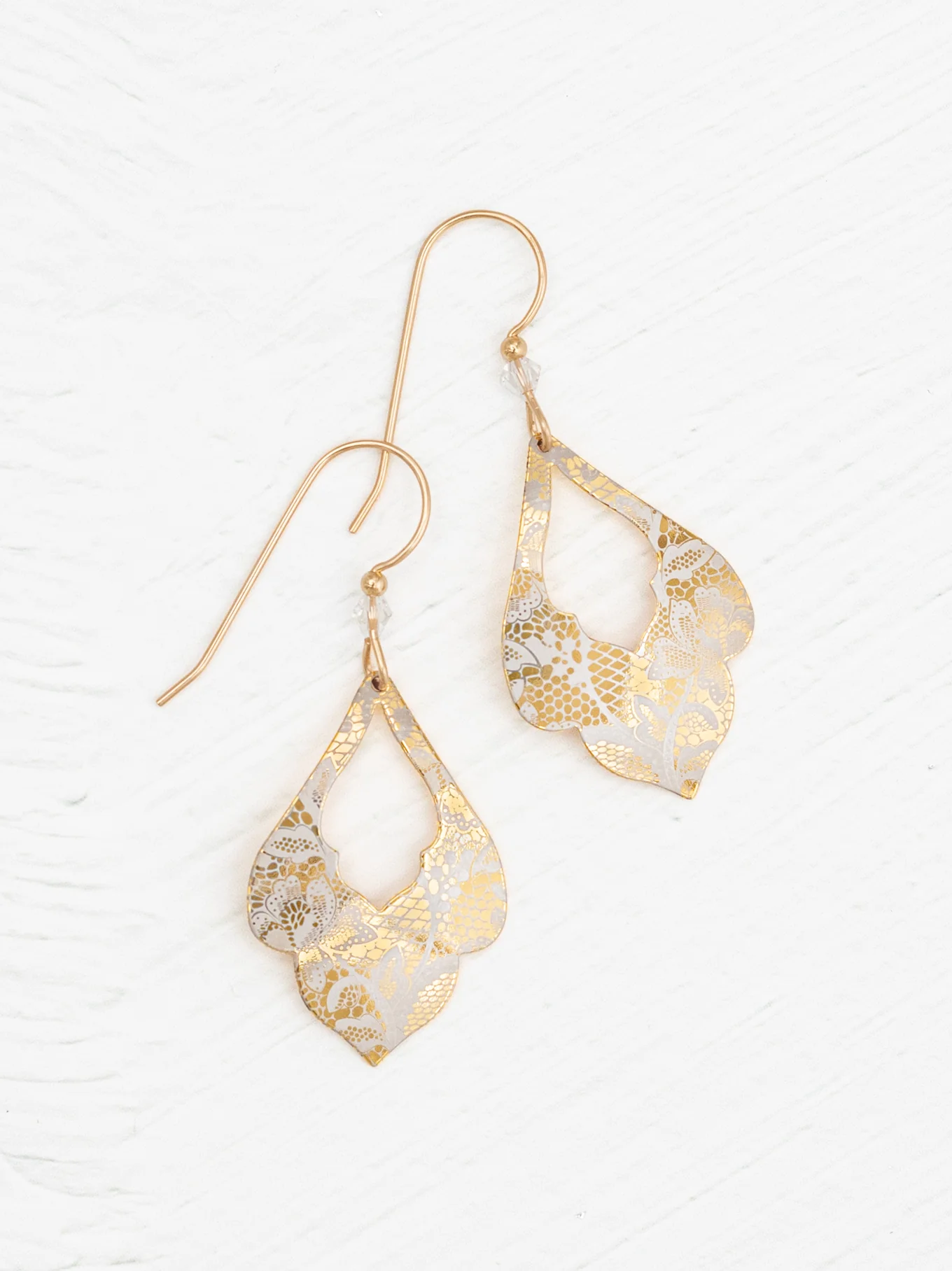 goldtone lace patterned earrings