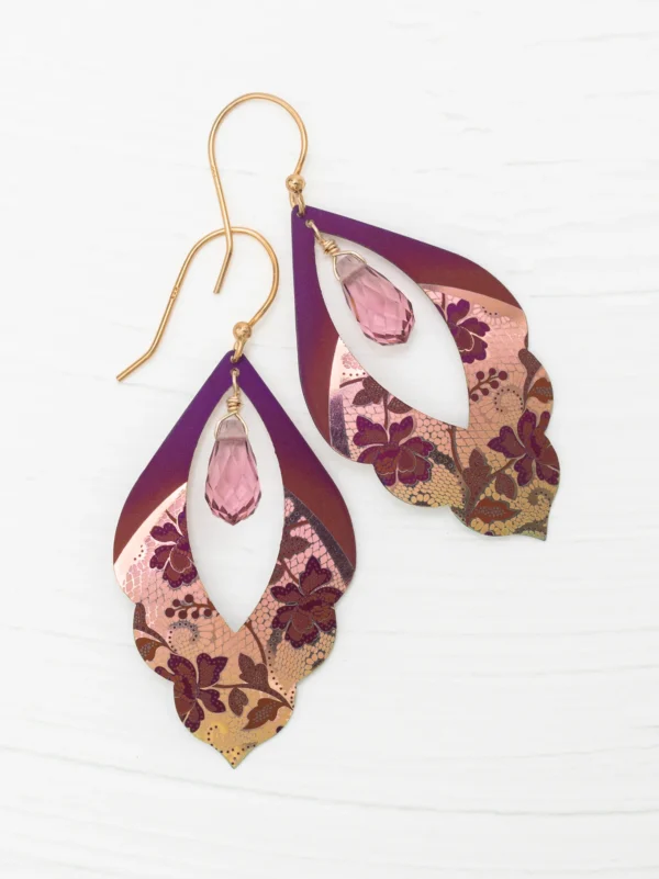burgundy lace inspired earrings by Holly Yashi