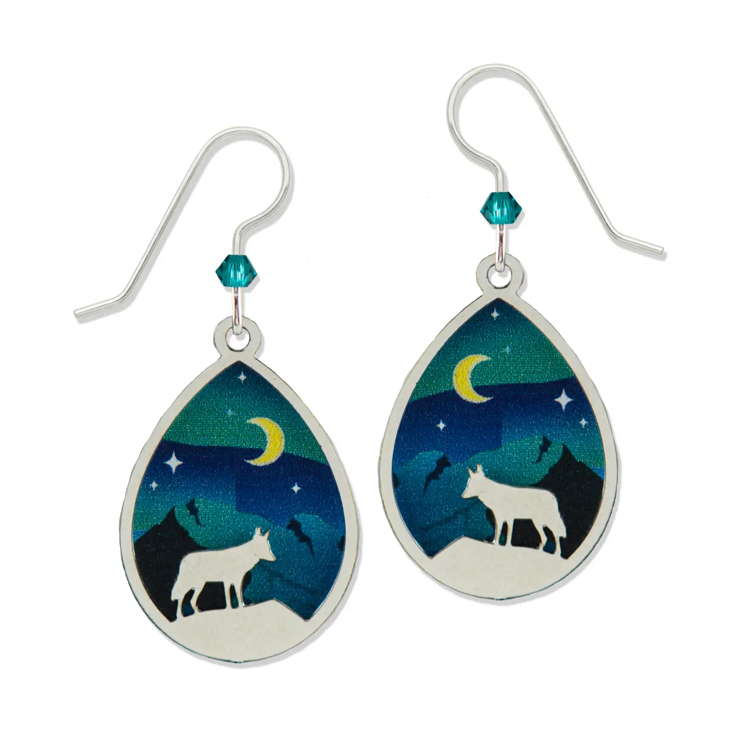 night sky and wolf earrings