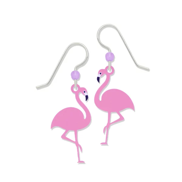Flamingo earrings with hypoallergenic sterling silver ear-wires