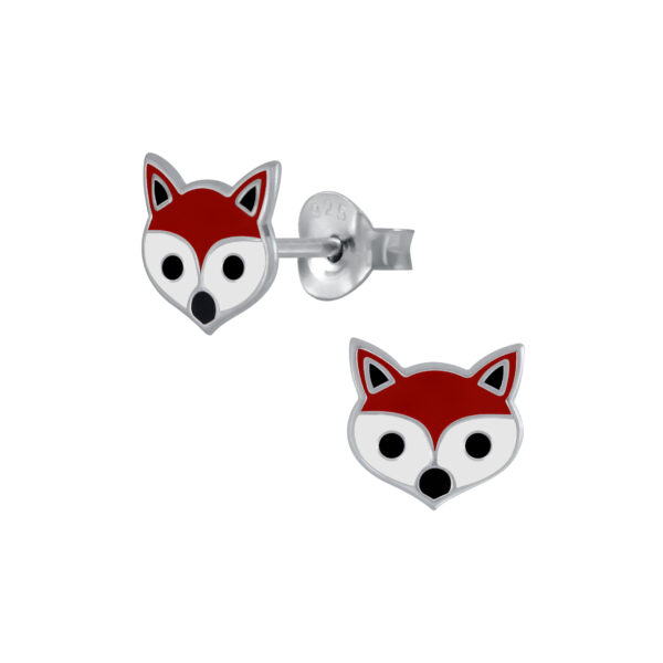 fox head sterling silver post earrings