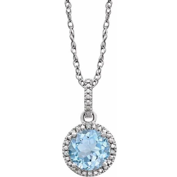Sky blue topaz, diamond, and sterling silver necklace