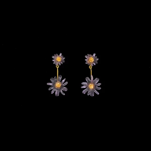 aster flower post earrings by Michael Michaud