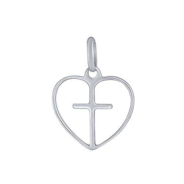 cross in heart sterling silver pendant