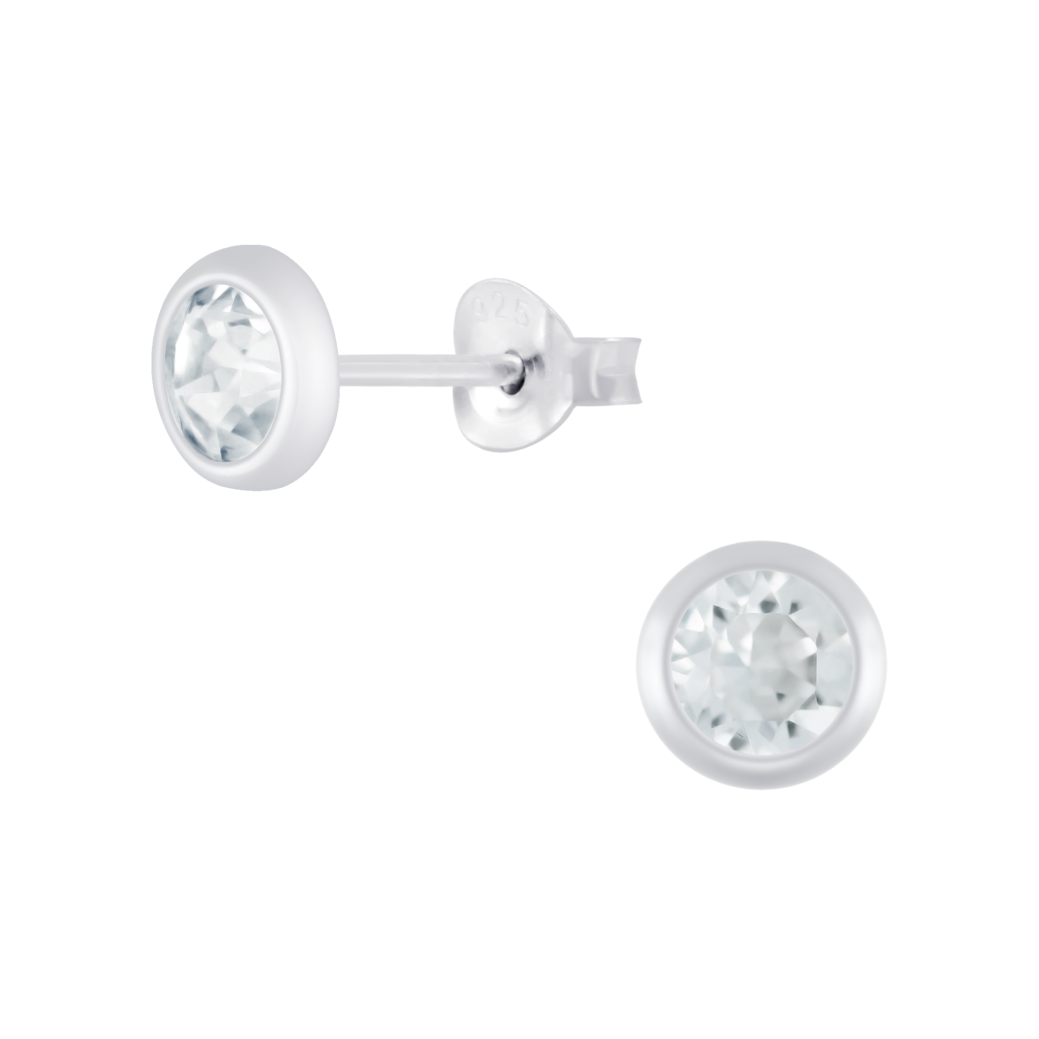 5 MM clear crystal and sterling silver stud earrings