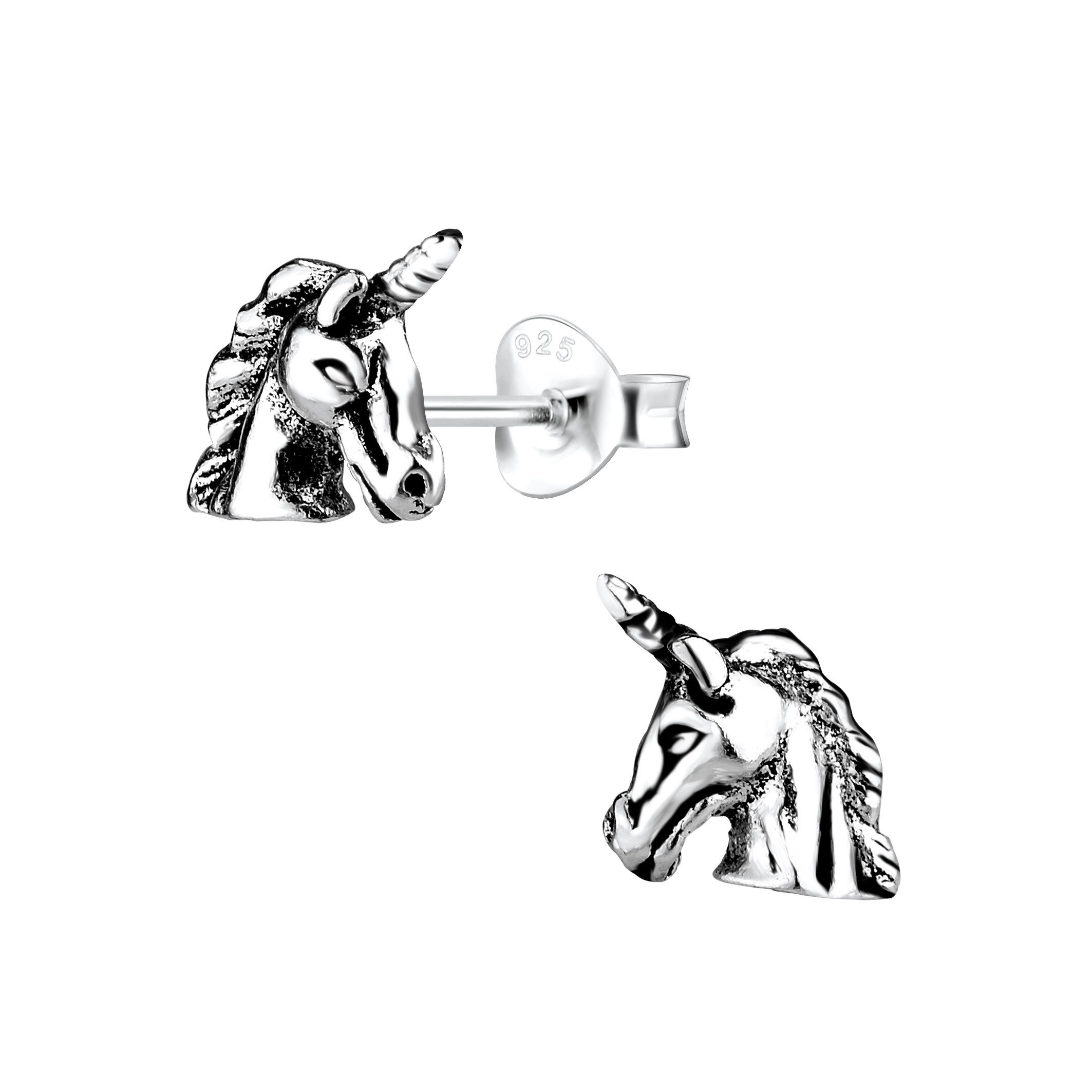 unicorn post earrings in sterling silver