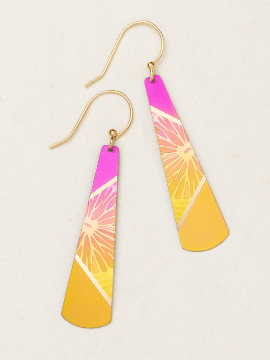 pink, orange, and yellow long drop earrings by Holly Yashi