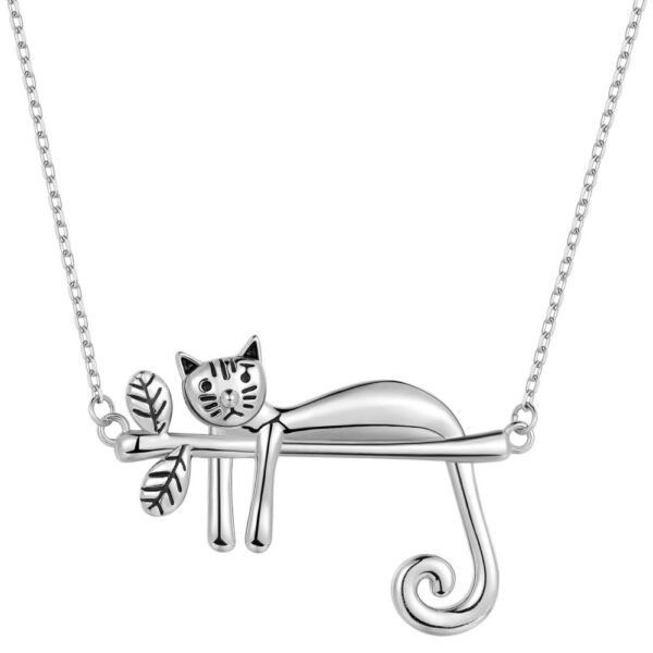 sterling silver cat necklace