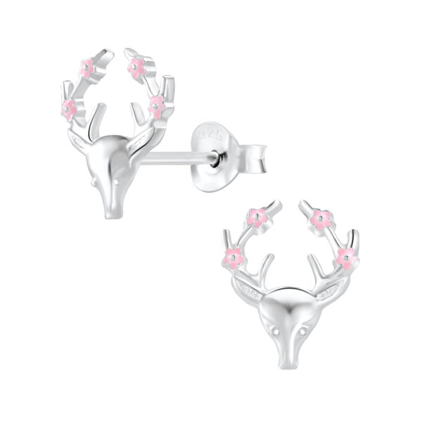 deer with flowers post earrings