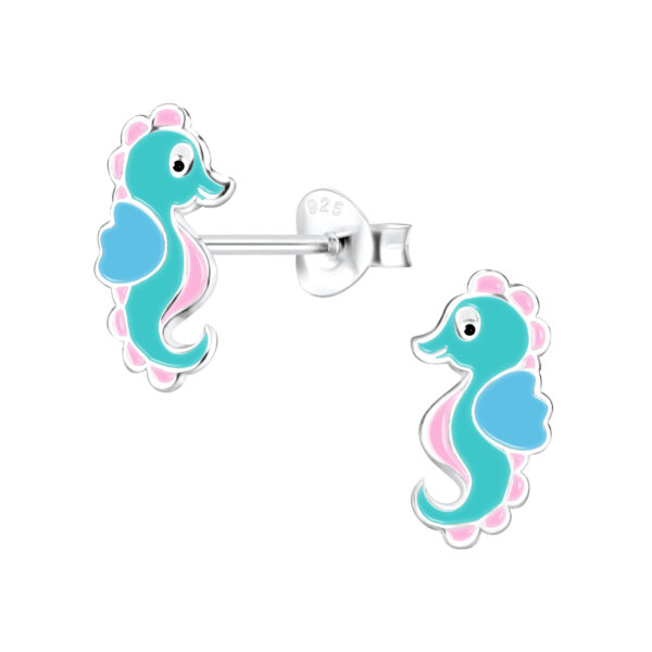 colorful seahorse post earrings
