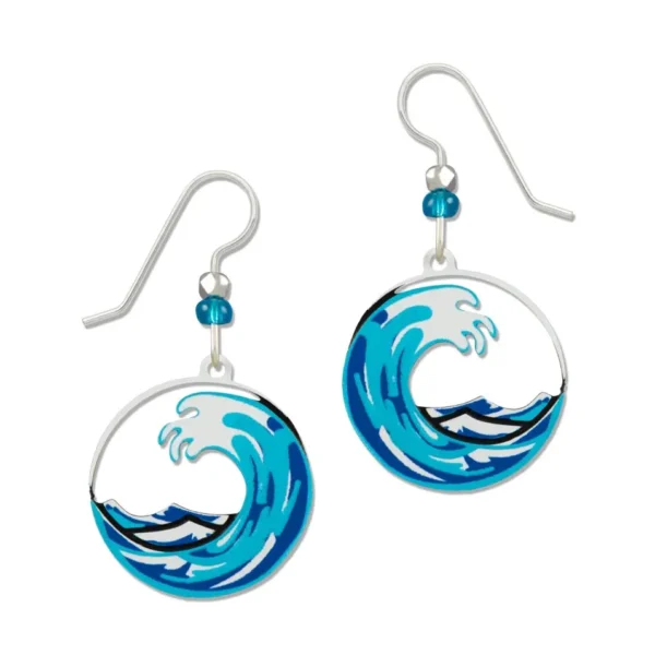 blue wave earrings with sterling silver ear-wires