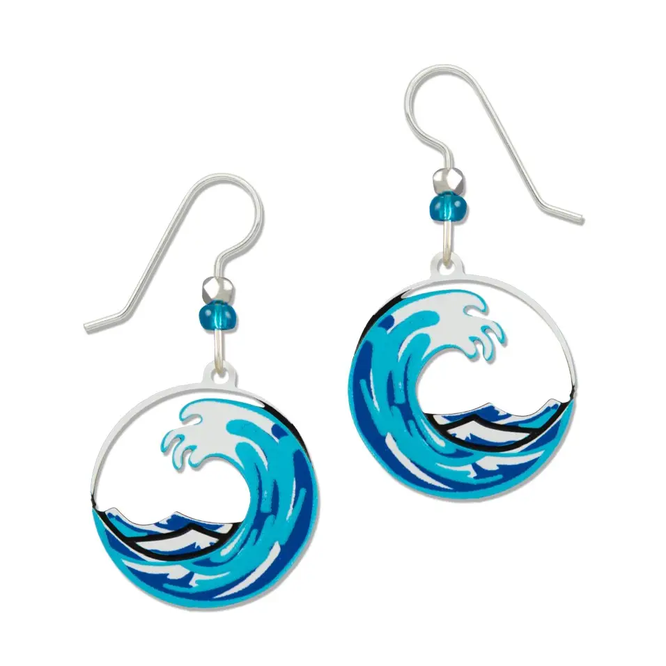 blue wave earrings with sterling silver ear-wires