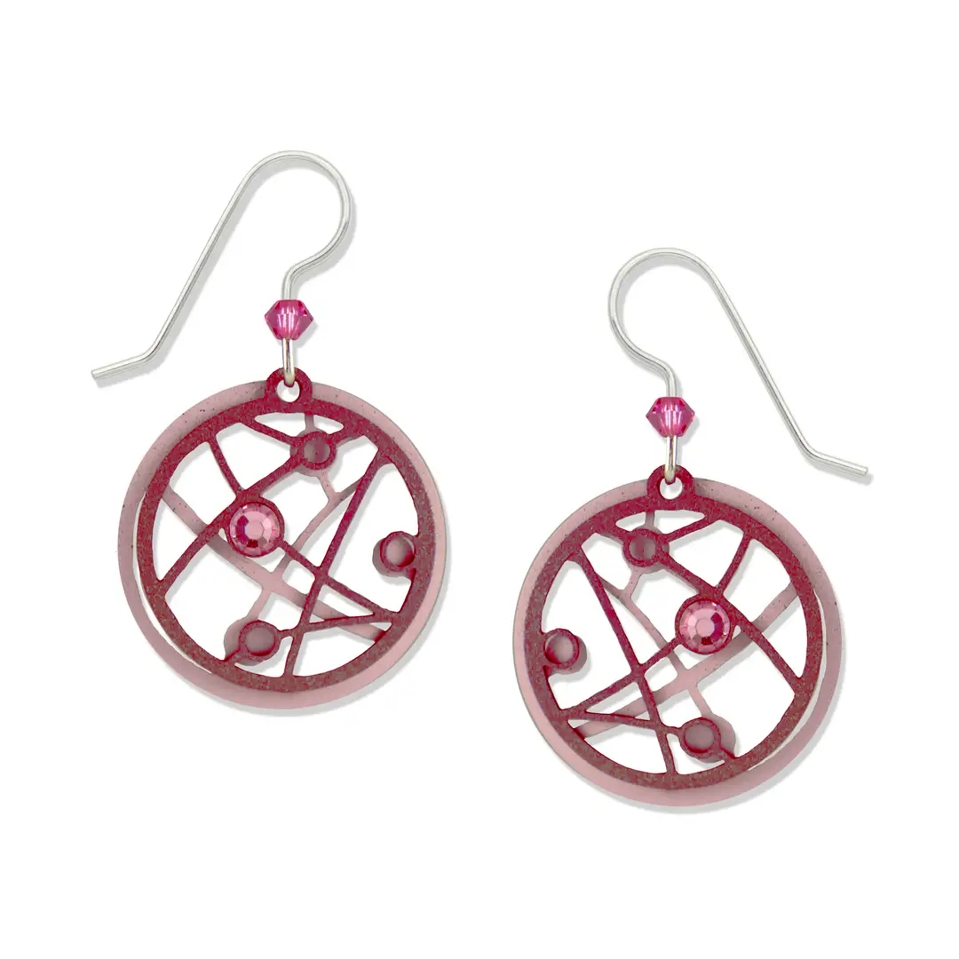 modern pink circle earrings