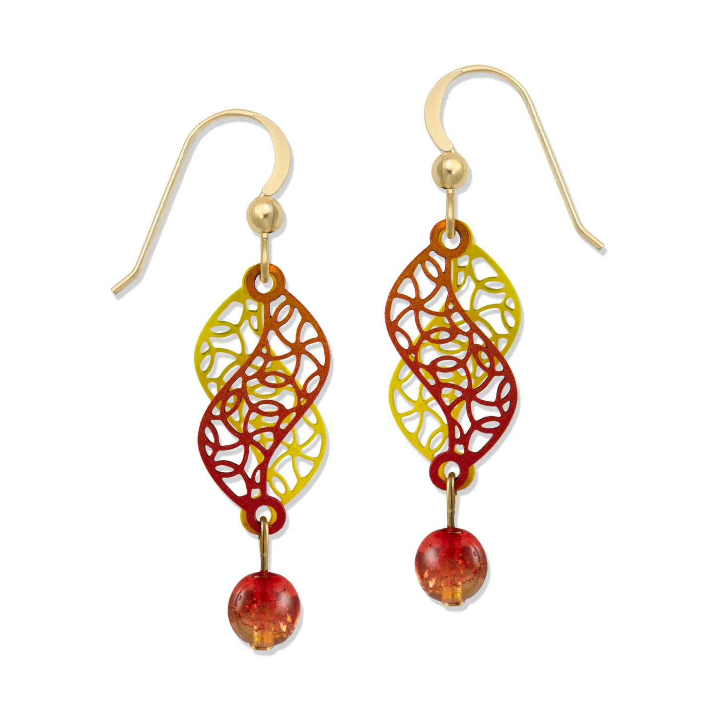 yellow and orange filigree earrings