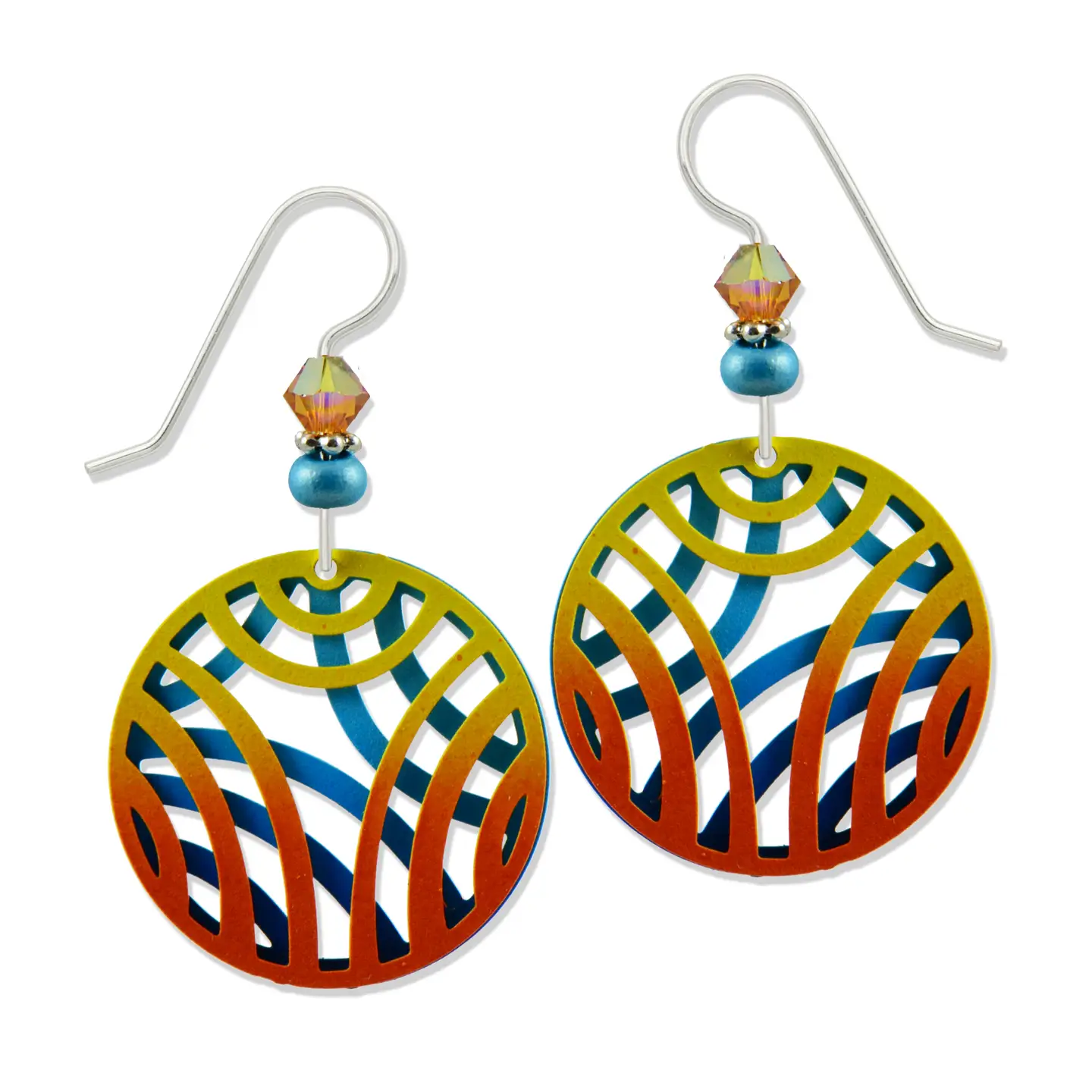 colorful geometric circle earrings