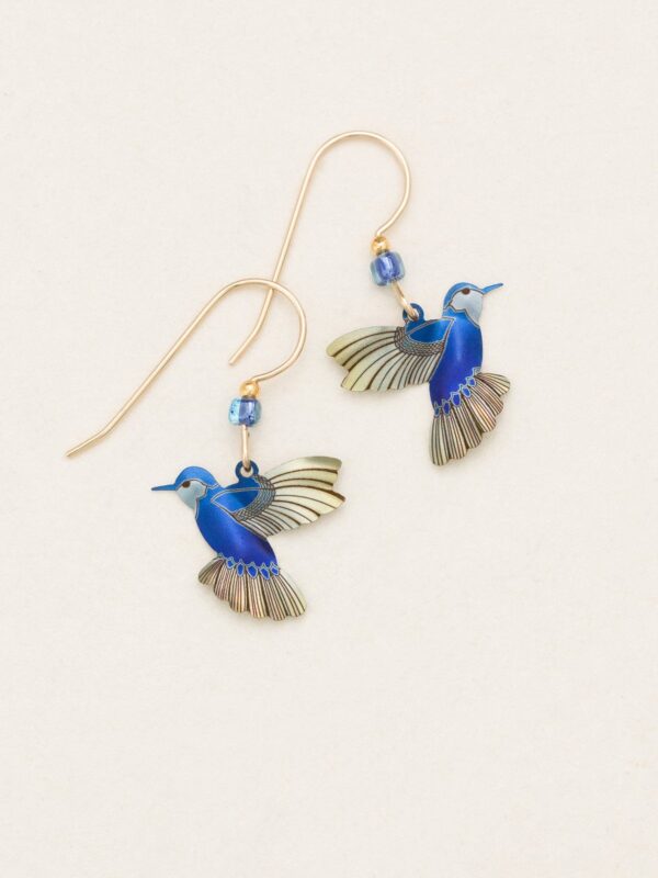 blue hummingbird earrings by Holly Yashi