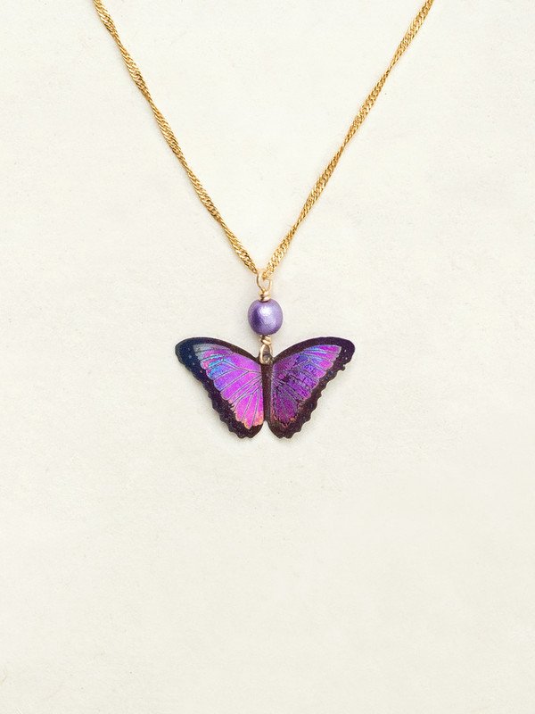 magenta butterfly pendant on necklace by Holly Yashi