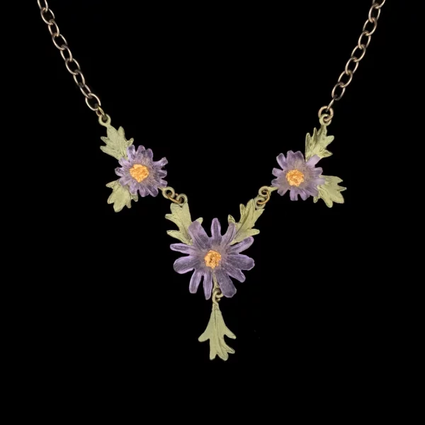triple aster flower necklace by Michael Michaud