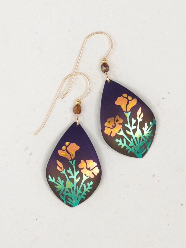 handmade poppy flower earrings by Holly Yashi jewelry