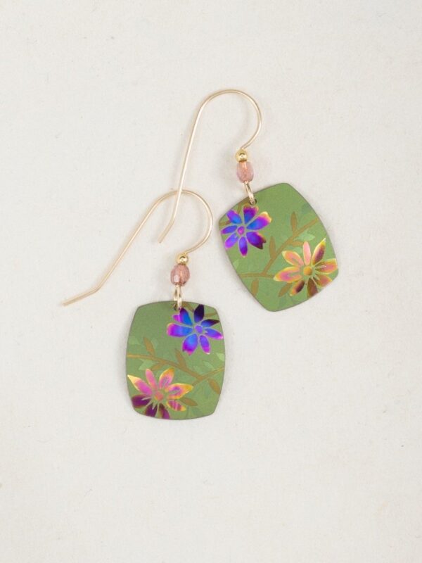 Bright Green Flower Meadow Earrings by Holly Yashi Jewelry