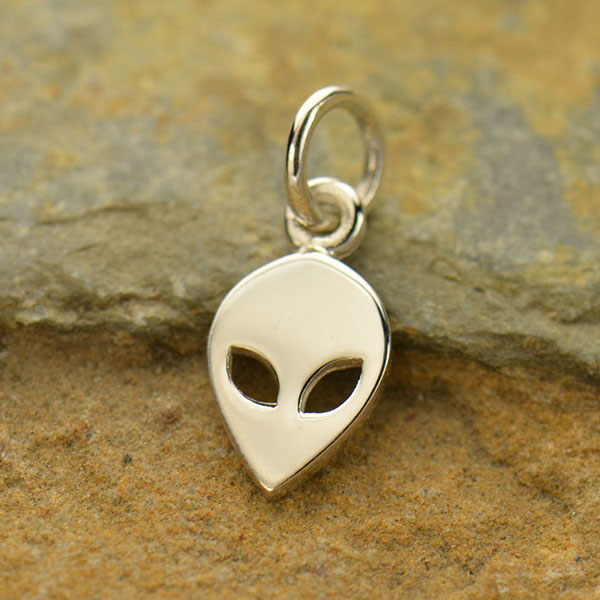 alien head sterling silver pendant charm