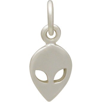 alien head sterling silver petite pendant charm