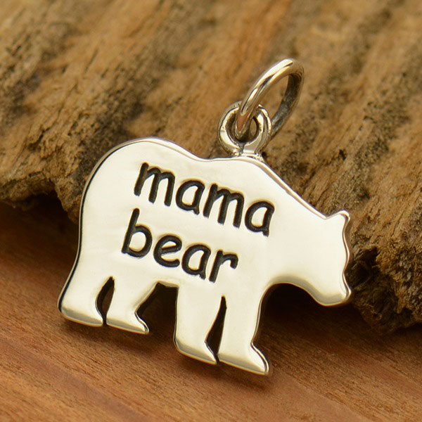 Mama bear sterling silver bear charm