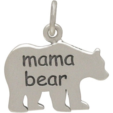 mama bear charm in nickel-free sterling silver