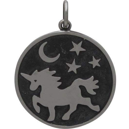 unicorn at twilight sterling silver charm pendant