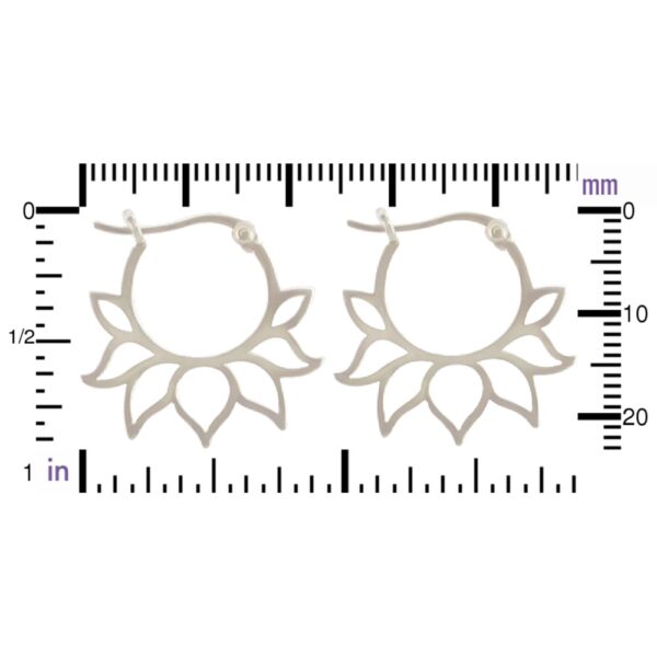 lotus flower hoop earrings with ruler