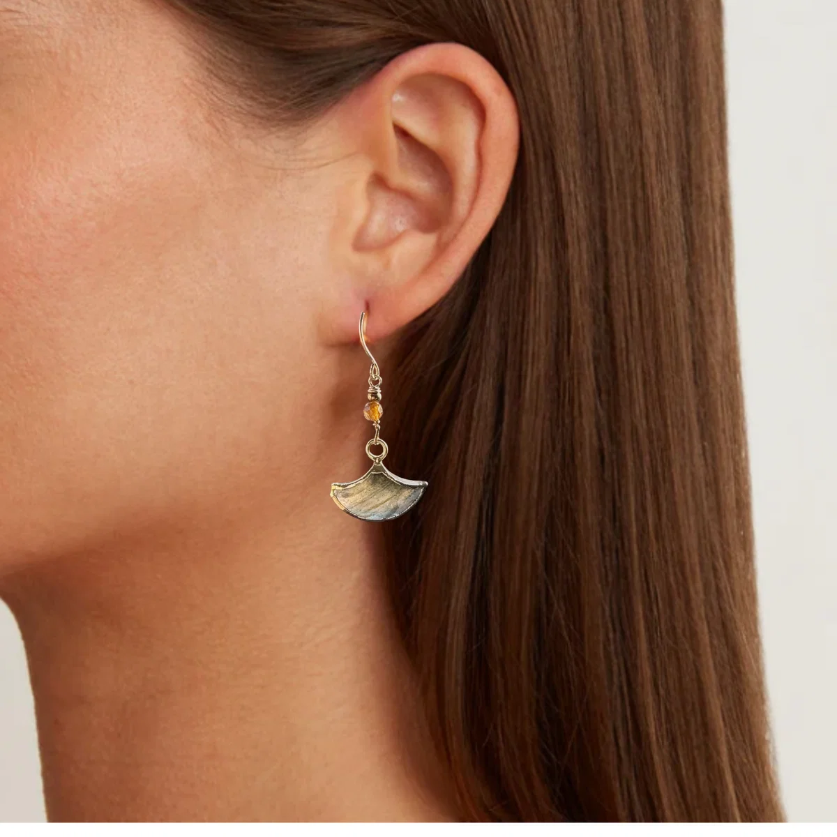 labradorite fan earrings