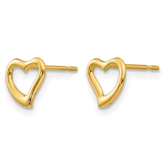 gold heart stud earrings