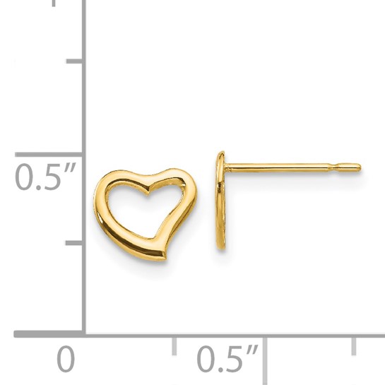 gold heart stud earrings