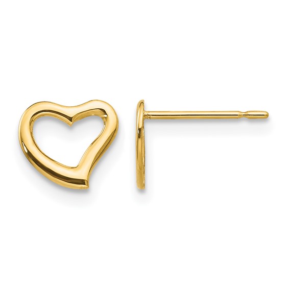 14K gold heart stud earrings