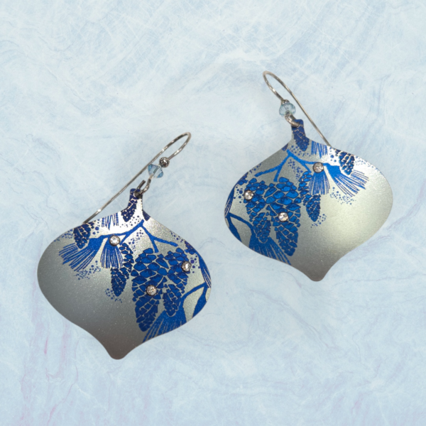 Pinecone blue ornament earrings by Holly Yashi