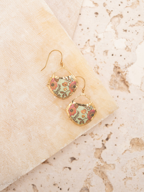 light green flower earrings by Holly Yashi